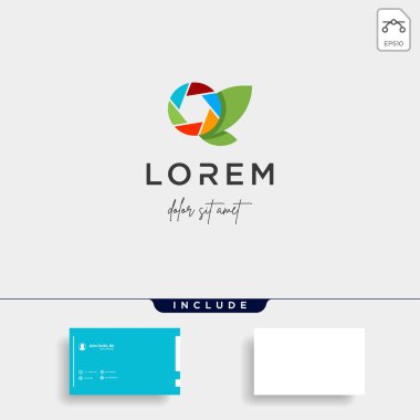 Kamera Deklanşör Yaprak Logo Tasarım Vektör Simgesi
