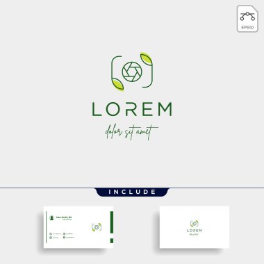 Kamera Deklanşör Yaprak Logo Tasarım Vektör Simgesi