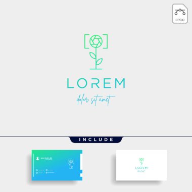 Kamera Deklanşör Yaprak Logo Tasarım Vektör Simgesi