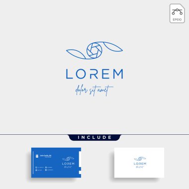 Kamera Deklanşör Yaprak Logo Tasarım Vektör Simgesi