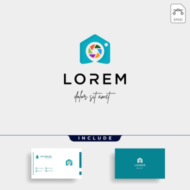 Kamera Ev Logosu Şablonu Vektör Simgesi Tasarımı
