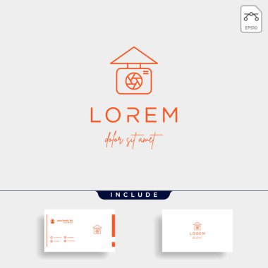 Kamera Ev Logosu Şablonu Vektör Simgesi Tasarımı