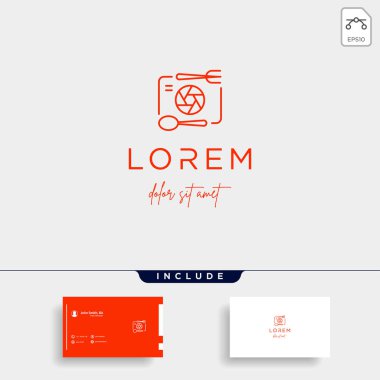 Kamera Gıda Logo Şablon vektör tasarım simgesi