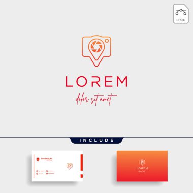 Kamera Konum Logosu Şablon Vektör Sembol Tasarımı