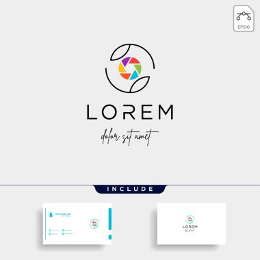 Kamera Yaprak Logo Şablon Tasarım Vektör Simgesi