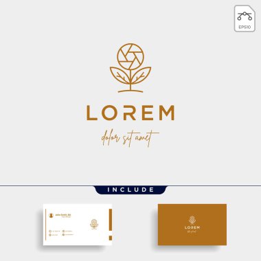 Kamera Yaprak Logo Şablon Tasarım Vektör Simgesi