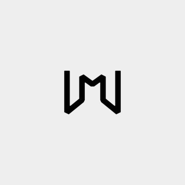 Mektup MM Wm Monogram Logo Tasarım Minimal Simge