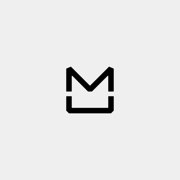 Buchstabe mu m u um Monogramm Logo Design minimales Symbol — Stockvektor