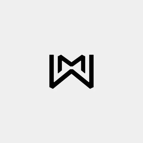 Levél M MW WM Monogram logo design minimális ikon — Stock Vector
