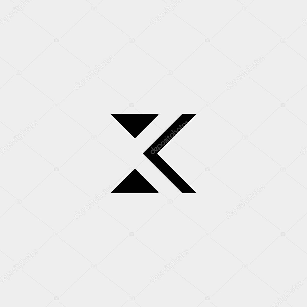 Letter X XK K KX Monogram Logo Design Minimal Icon With Black Color