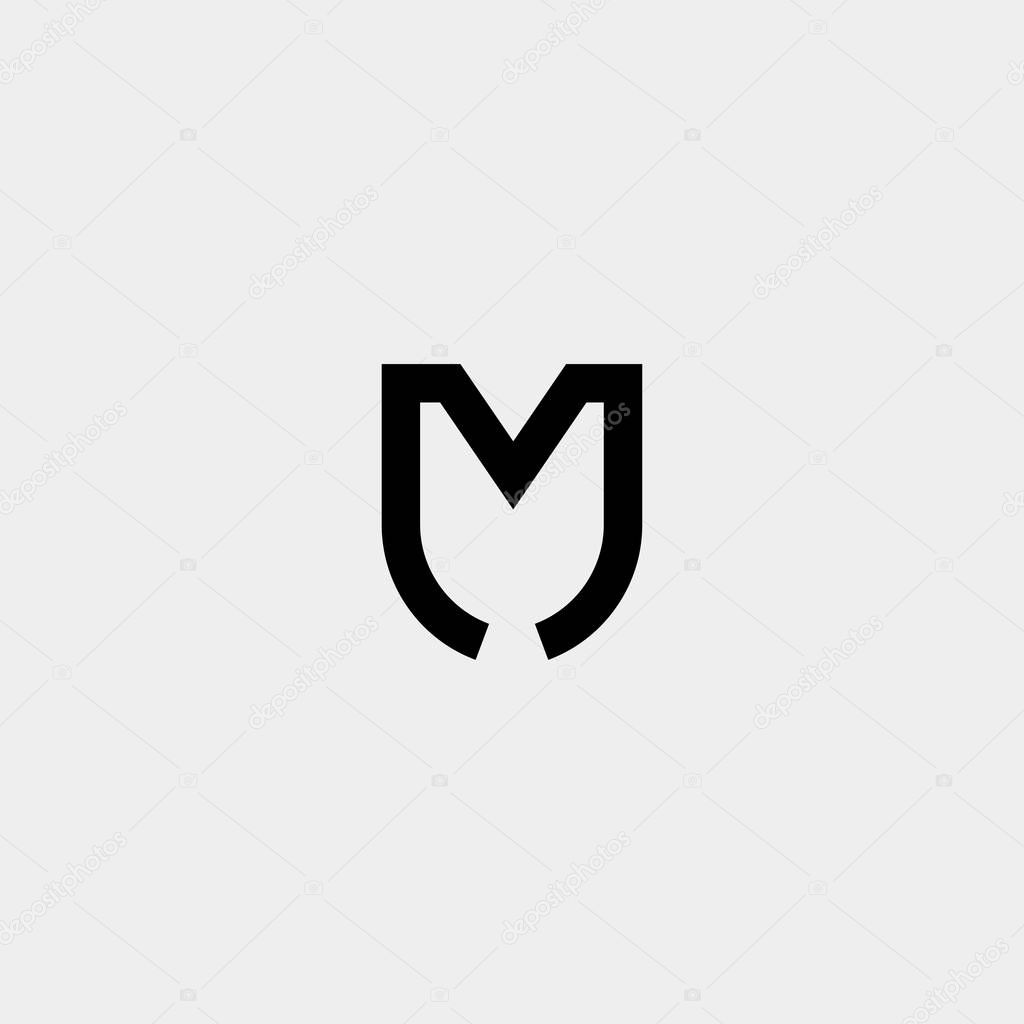 Letter JM MJ M J Monogram Logo Design Minimal Icon With Black Color