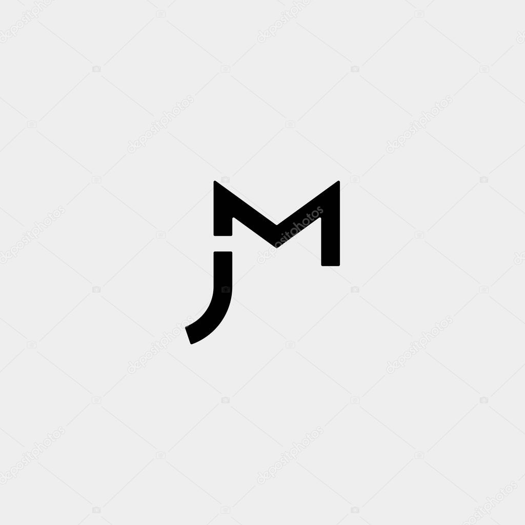 Letter JM MJ M J Monogram Logo Design Minimal Icon With Black Color