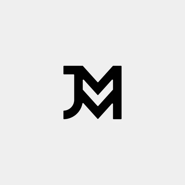 편지 Jm Mj MJ J 모노그램 로고 디자인 미니멀 아이콘 — 스톡 벡터
