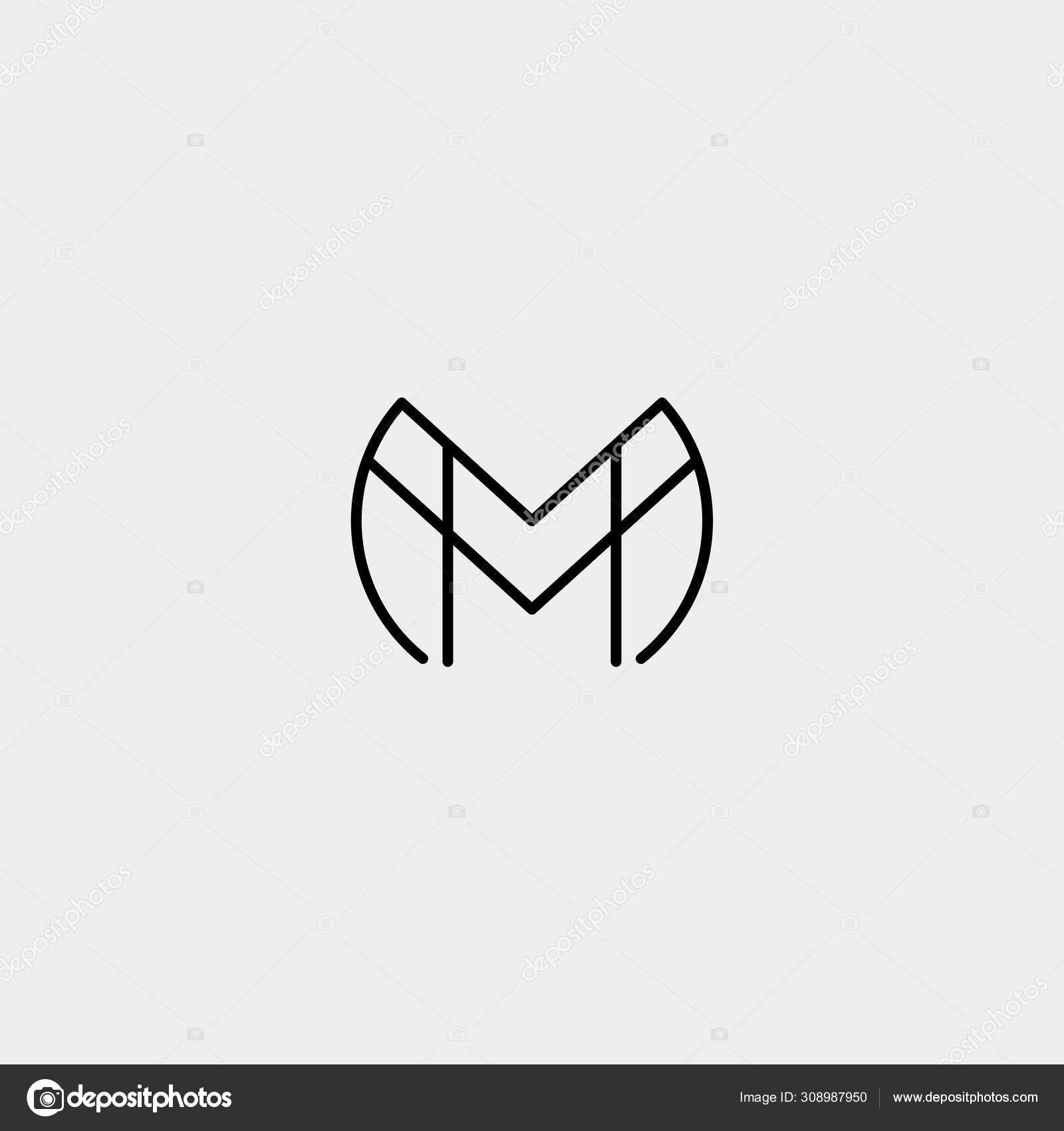 Letter M MM Monogram Logo Design Minimal Stock Vector by