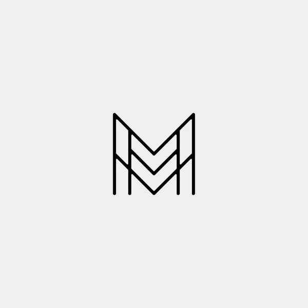 편지 M Mm 모노그램 로고 디자인 최소 — 스톡 벡터