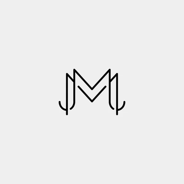 M Harfi Mm Monogram Logo Tasarımı Minimal — Stok Vektör