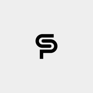 Mektup Sp Ps S P Logo Tasarım Basit Vektör