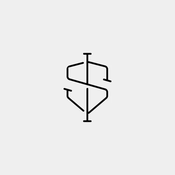 Pismo S SS si Tarcza logo projekt prosty wektor — Wektor stockowy