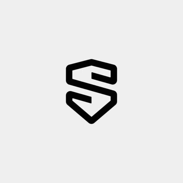 편지 S SS 방패 로고 디자인 간단한 벡터 — 스톡 벡터