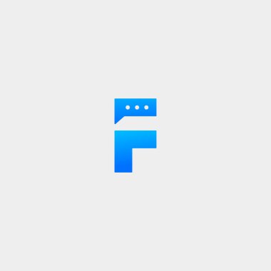 F Harfi Sohbet Logo Şablonu Vektör Tasarımı