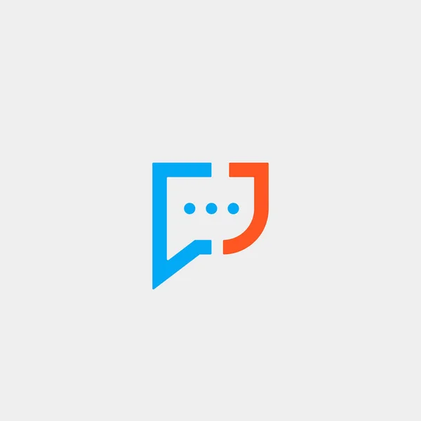 Carta J Chat Logo Template Vector Design — Vetor de Stock