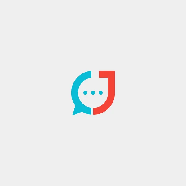 Carta J Chat Logo Template Vector Design — Vetor de Stock