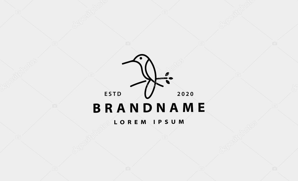 Bird Colibri Simple Line Logo Vector Design illustration