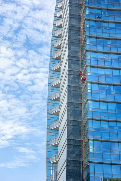 Milão Itália Setembro 2018 Escalada Com Cabos Alpinismo Para Trabalhos — Fotografia de Stock