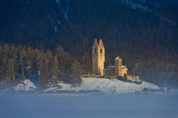 Iglesia Evangélica San Gian Celerina Cerca Sankt Moritz Suiza — Foto de Stock