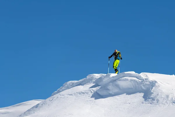 Klättra Med Mountain Skidor Och Tätning Skinn — Stockfoto