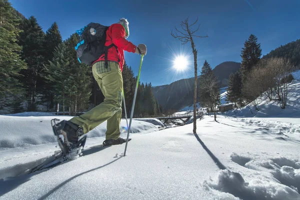 Hacia Final Tour Raquetas Nieve Primavera — Foto de Stock