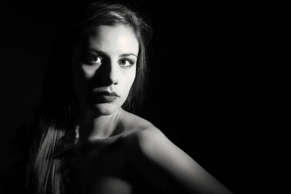 Portrait of a Woman with Rembrandt Lighting — Stock Photo, Image