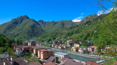 Panorama of the Lombard tourist resort of San Pellegrino Terme clipart