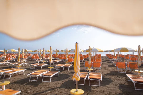 Bathing establishment on the Romagna coast Adriatic Sea in Italy — Stock Photo, Image