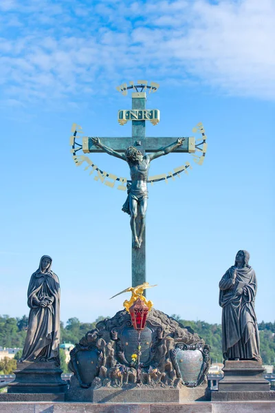 Sculpturale groep die de Golgotha voorstelt. werk van Emanuel Max On t — Stockfoto