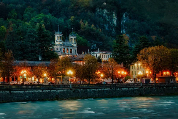 San Pellegrino Spas in the evening with lights on the boulevard — Stock Photo, Image