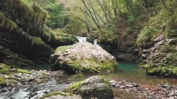 Small Alpine Valley Waterfall North Italy — Stock Video