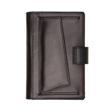 Siyah cüzdan üzerinde beyaz izole kapalı