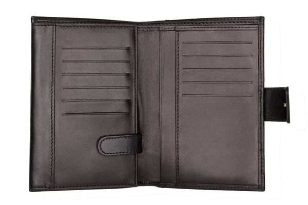 Opened black wallet isolated on white — Stock Photo, Image