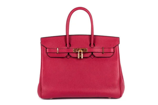 Sac Main Féminin Rouge Tendance Isolé Sur Fond Blanc — Photo