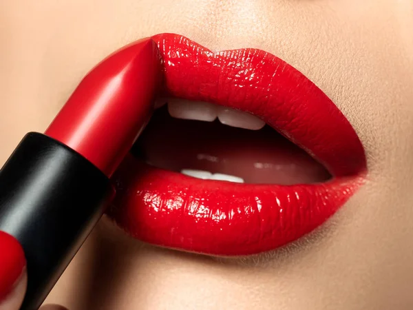 Close up view of beautiful woman lips — Stock Photo, Image