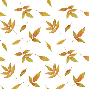 Elle çizilmiş renkli sonbahar yaprakları pürüzsüz desen