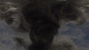 Bir mürekkep damlası suya düşüyor. Renkli soyutlama.