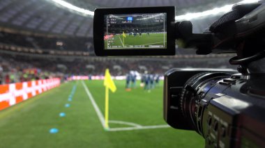 Russia.Moscow-Kasım 2017. Canlı yayın bir futbol maçının.