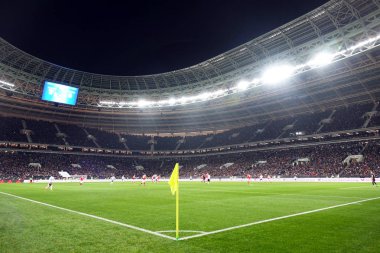 Futbol sahası. İnsanların futbol standları üzerinden izliyorum. Dünya Kupası hazırlıkları.