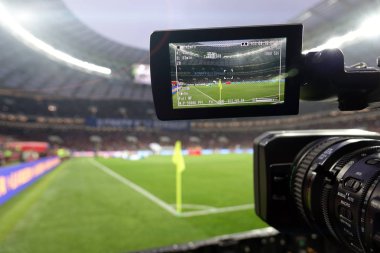 Russia.Moscow-Kasım 2017. Canlı yayın bir futbol maçının.