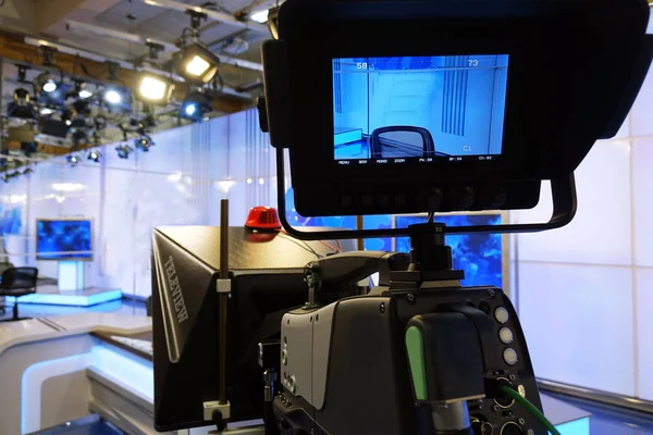 Television camera. Video camera-recording show in TV Studio-focus on camera