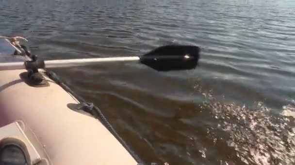 Rafting em catamarãs no rio. Turistas remando em catamarãs. Actividade exterior . — Vídeo de Stock