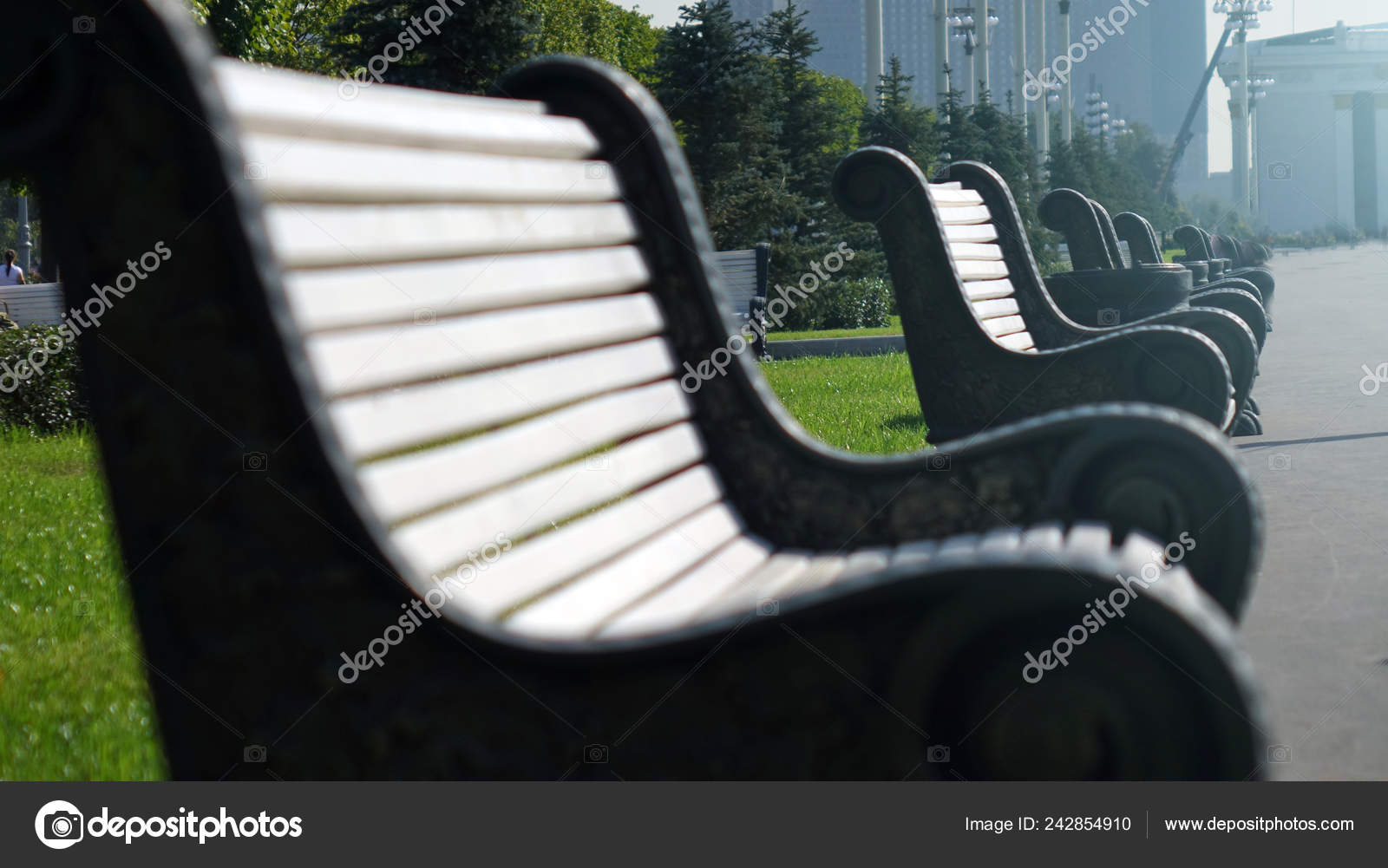 Cast Iron Benches Wooden Slats Seats Stock Photo C Andrey Sha74