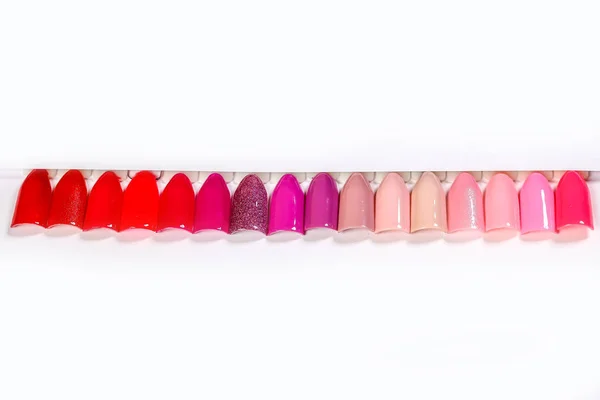 Colorful Polish Manicure Shades Pink Design Nails Testers Nail Polish — Stock Photo, Image